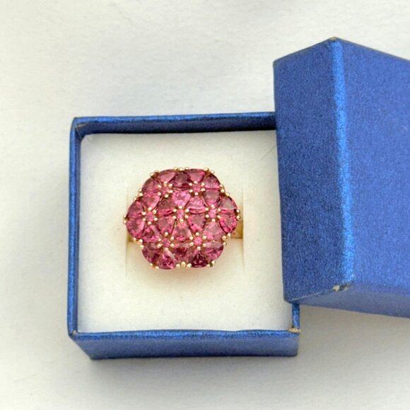 Rhodolite Garnet Cluster Ring in Rose Gold Over Sterling - New- Size 10 - Picture 7 of 10